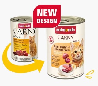 Animonda Carny Adult Wołowina, Kurczak + Kacze serca puszka 400g
