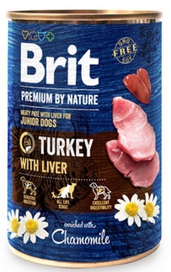 Brit Premium By Nature Turkey & Liver Junior puszka 400g