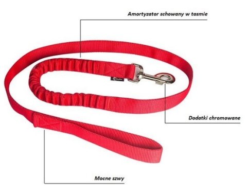 CHABA Smycz taśma z amortyzatorem 25mm czarna