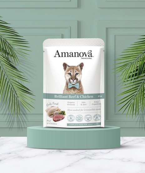 Amanova Cat Brilliant Beef & Chicken - wołowina i kurczak saszetka 85g [P14]