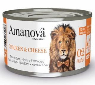 Amanova Cat Chicken & Cheese - kurczak i ser w bulionie puszka 70g [02]