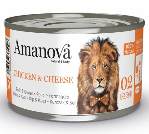 Amanova Cat Chicken & Cheese - kurczak i ser w bulionie puszka 70g [02]