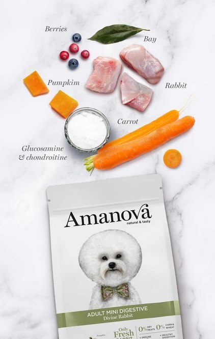 Amanova Dog Adult Mini Digestive Divine Rabbit - królik 7kg