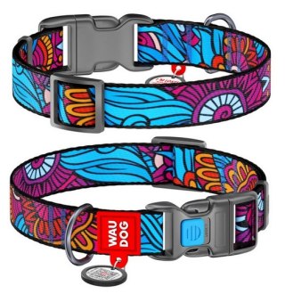 Collar WauDog Nylon Obroża nylonowa z QR-paszportem, plastikowy fastex, wzór LATO, 25mm/33-49cm