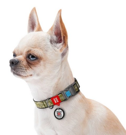 Collar WauDog Nylon Obroża nylonowa z QR-paszportem, plastikowy fastex, wzór MILITARY, L 25mm/33-49cm