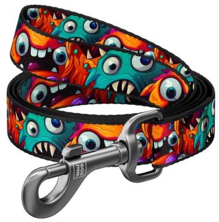 Collar WauDog Nylon Smycz nylonowa S 15mm/200cm, wzór ZĘBATE POTWORY
