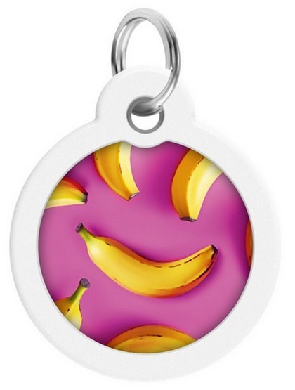 Collar WauDog Smart ID Zawieszka z QR-paszportem okrągła 3cm banany na różu