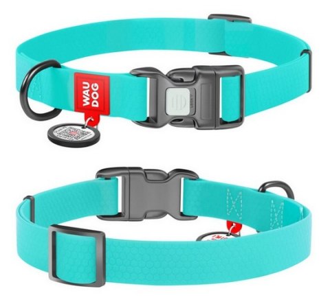 Collar WauDog Waterproof Obroża wodoodporna z QR-paszportem, akumulująca światło, plastikowy fastex, 15mm/25-35cm