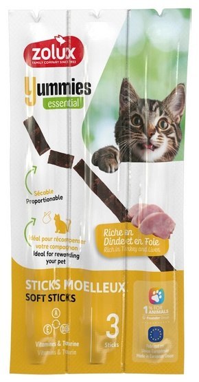 Zolux Yummies Miękki przysmak dla kota - Pałeczki Indyk & Wątróbka 3x5g