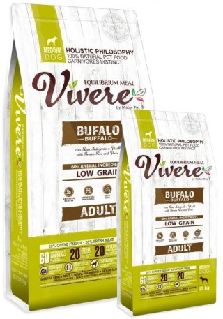 Vivere Dog Medium Adult Buffalo Karma Monobiałkowa z Bawołem 12+3kg